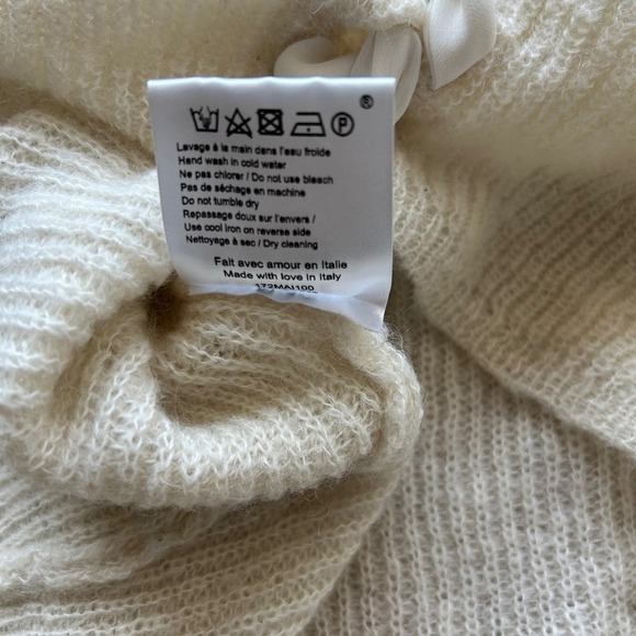Sezane Mohair Alpaca Lace Up Sweater Cream White Back Coquette Size M Italy - Picture 4 of 13
